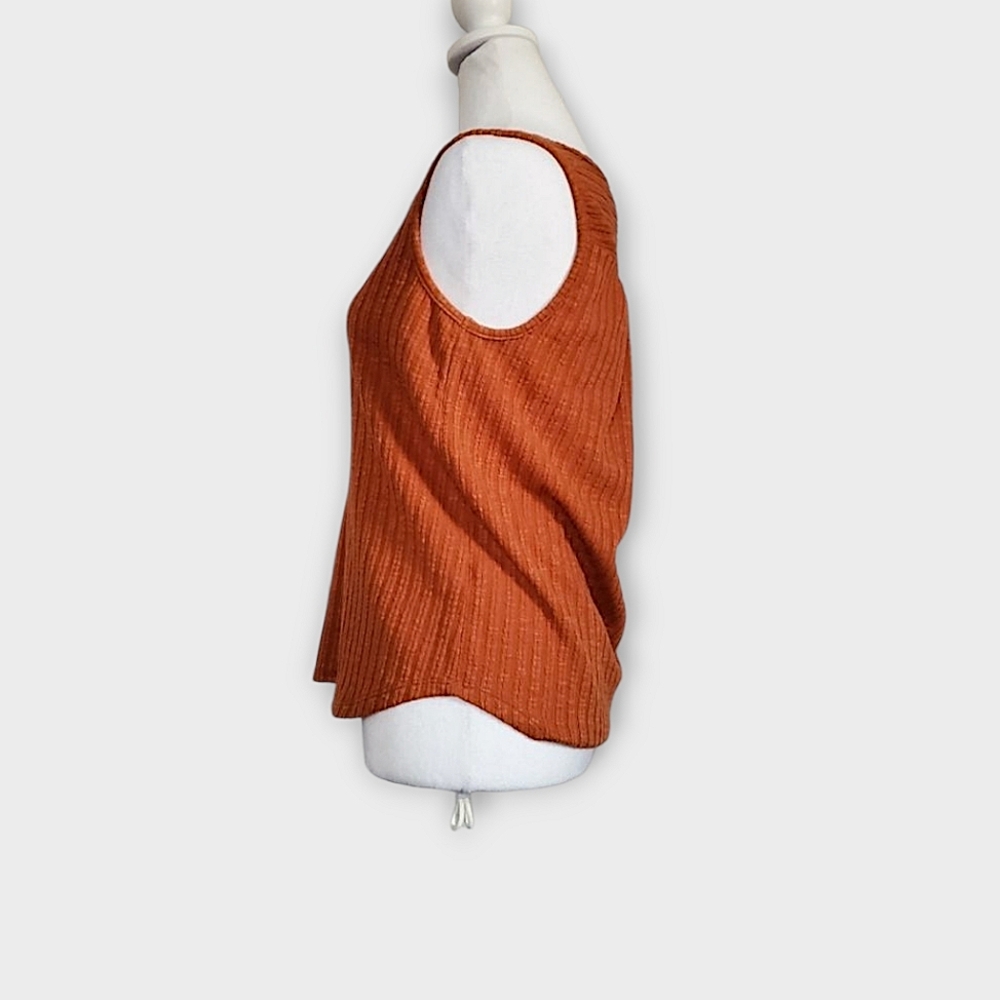 W5 Rustic Orange Ribbed Knit Button-Front Tank Top - Picture 3 of 6